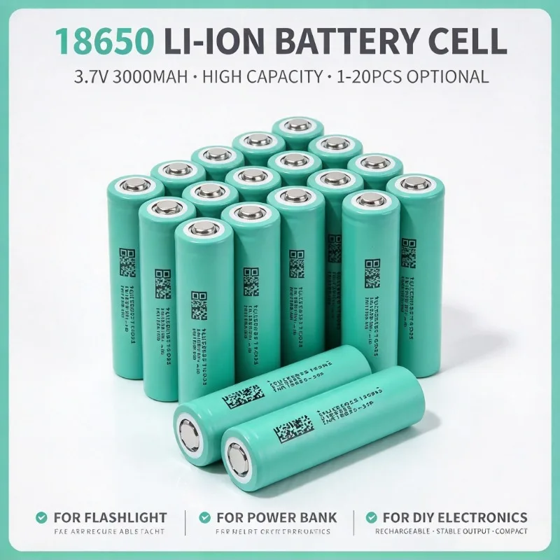 18650 3.7V 3000mAh Rechargeable Li-ion Cell High Capacity, 1-20PCS for Flashlight Power Bank DIY Electronics