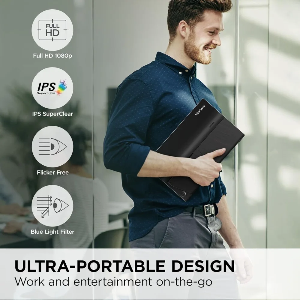 شاشة VA1655 15.6 بوصة 1080p FHD IPS المحمولة مع حامل مدمج، 60 وات USB C، Mini HDMI، حافظة واقية و - تخفيضات كبيرة #3