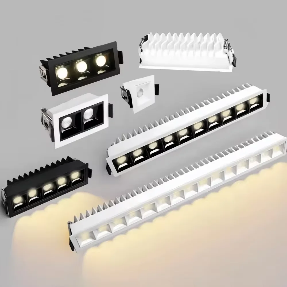 Dimmable Recessed Square Led Ceiling Grille Light 3W6W9W15W20W30W 110V 220V Led Linear Light CERR COB Spot Lamp Down light