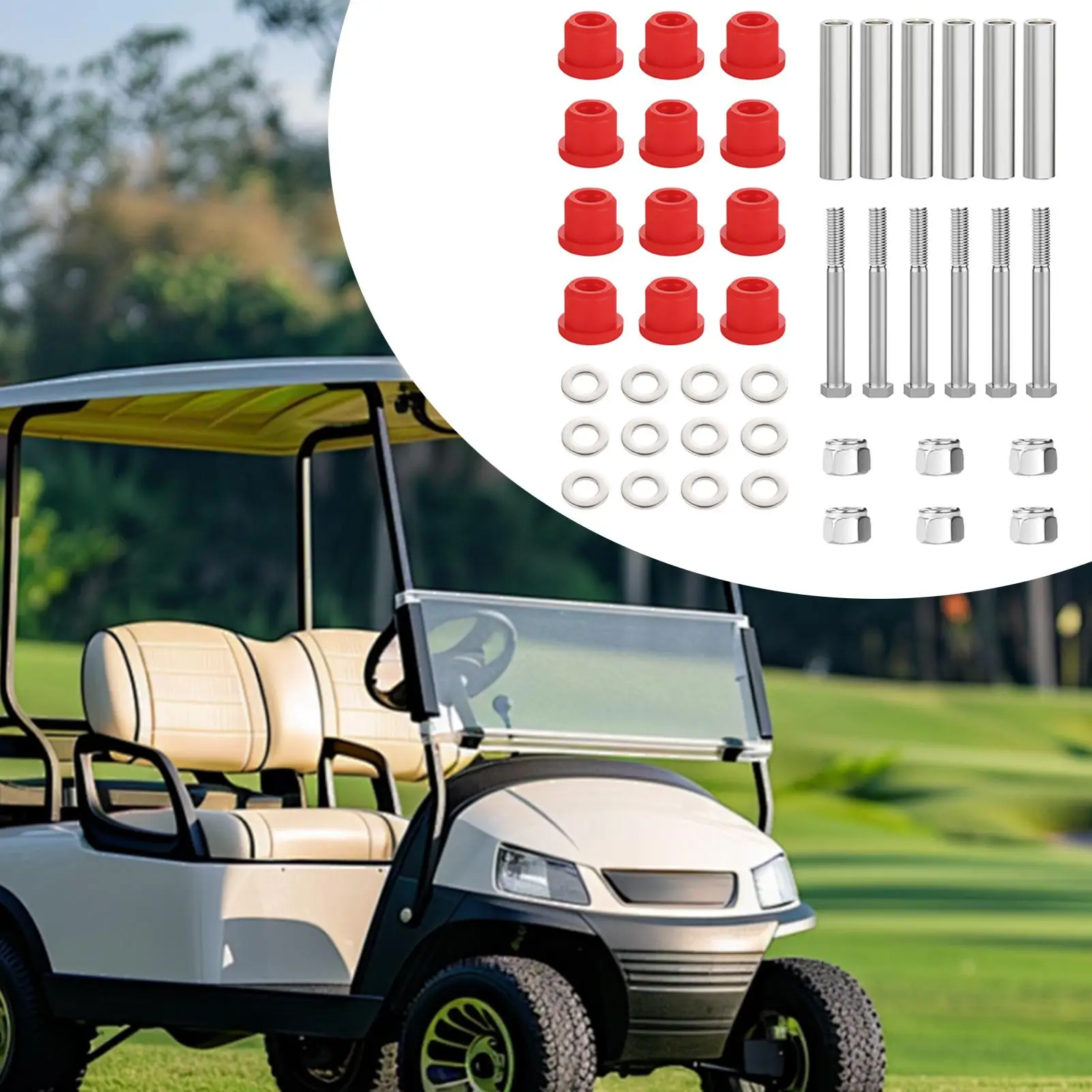 

Club Cart Bushing Kit Long-Lasting Replacement Parts With Screws Golf Cart Front End Lift Block Kit For Travel Court Training