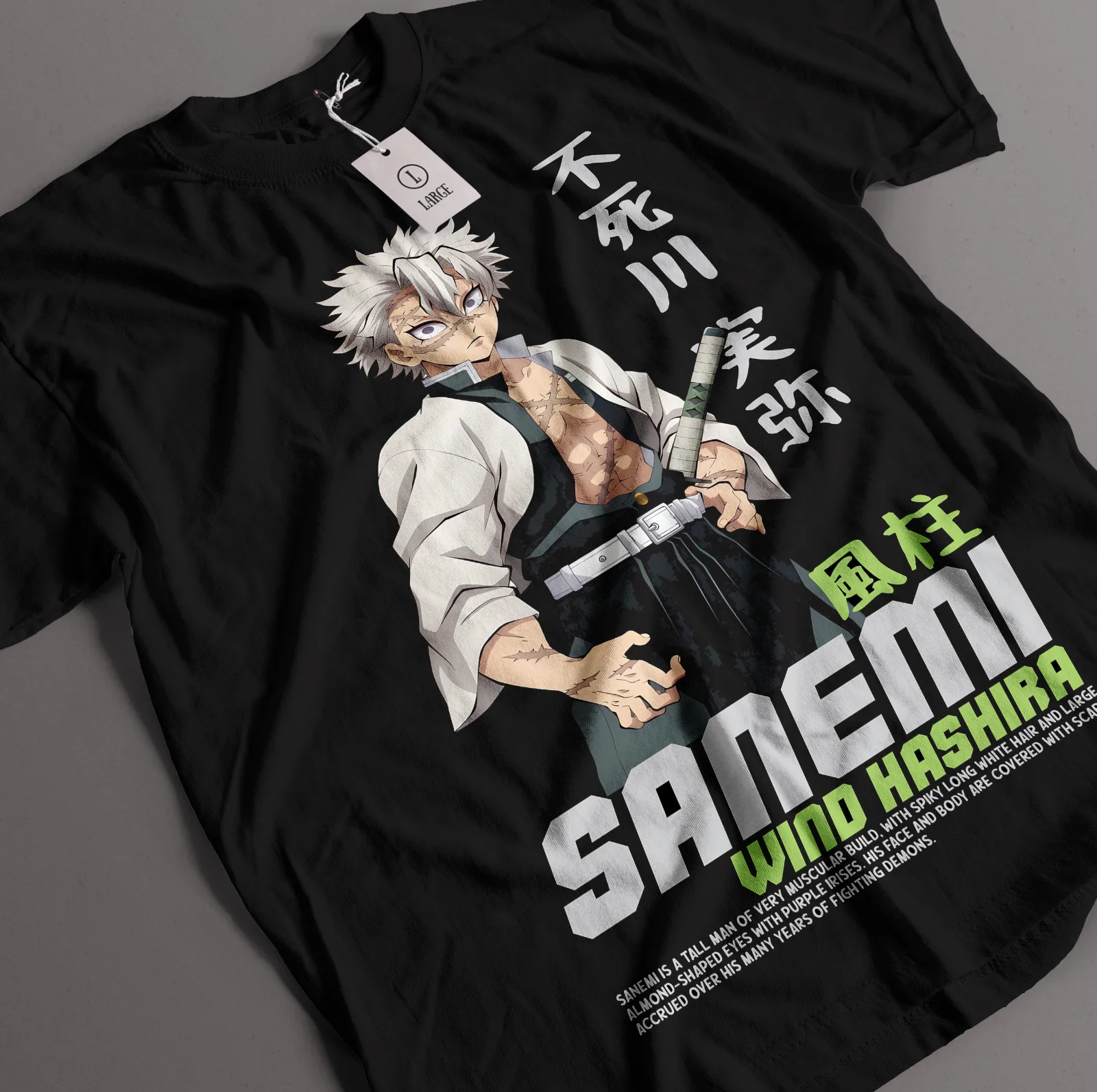 Sanemi Kokushibo Shirt Wind Hashira T-Shirt Demon Slayer Anime Tee Doma Tshirt