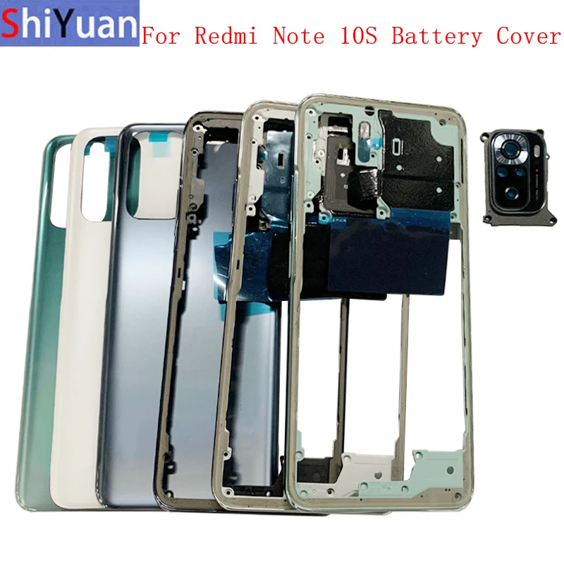 

Battery Cover Rear Door Housing For Redmi Note 10S Back Cover with Middle Frame Camera Frame Replacement Parts
