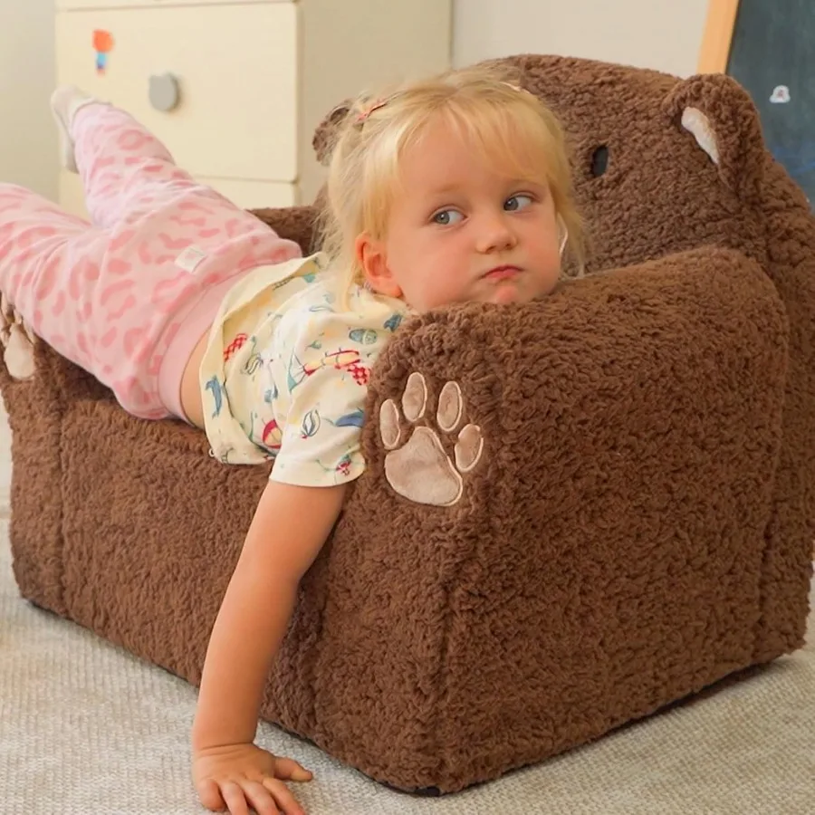 Sofá para niños pequeños con forma de animal, cómodo y ultrasuave, relleno de espuma, con bonito diseño para asientos interiores ligeros y portátiles