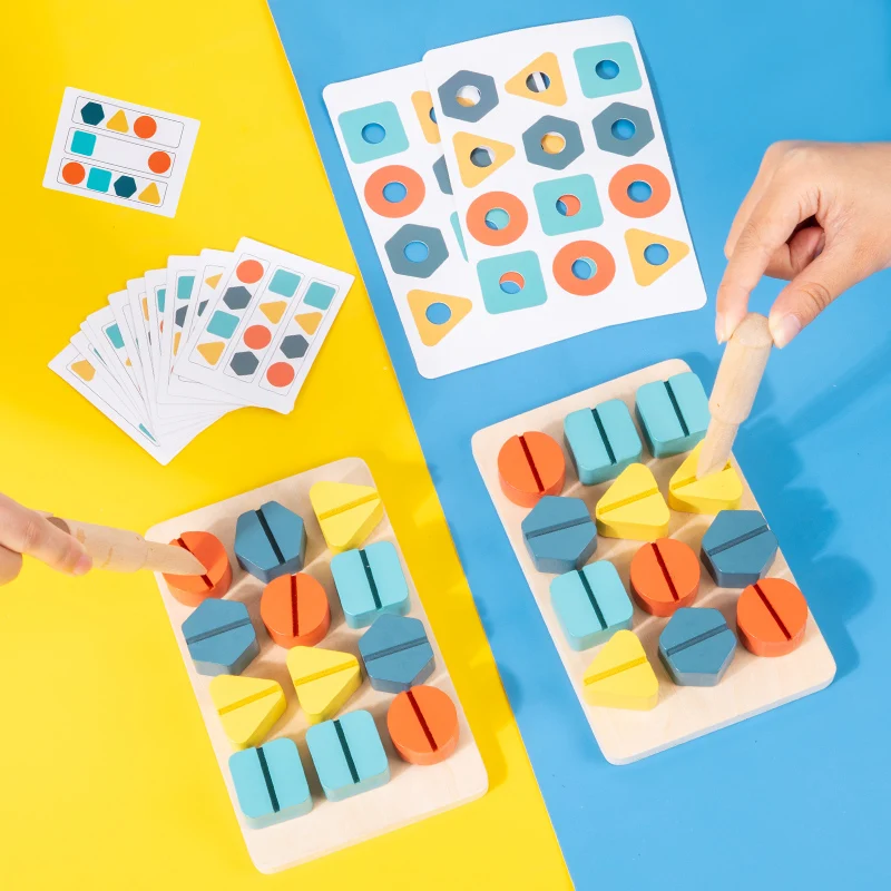 เด็ก Montessori ไม้ที่มีสีสันสกรู Nut Disassembly รูปร่างการจับคู่สีบล็อกตัวต่อ Sudoku การศึกษาของขวัญเกมตาราง