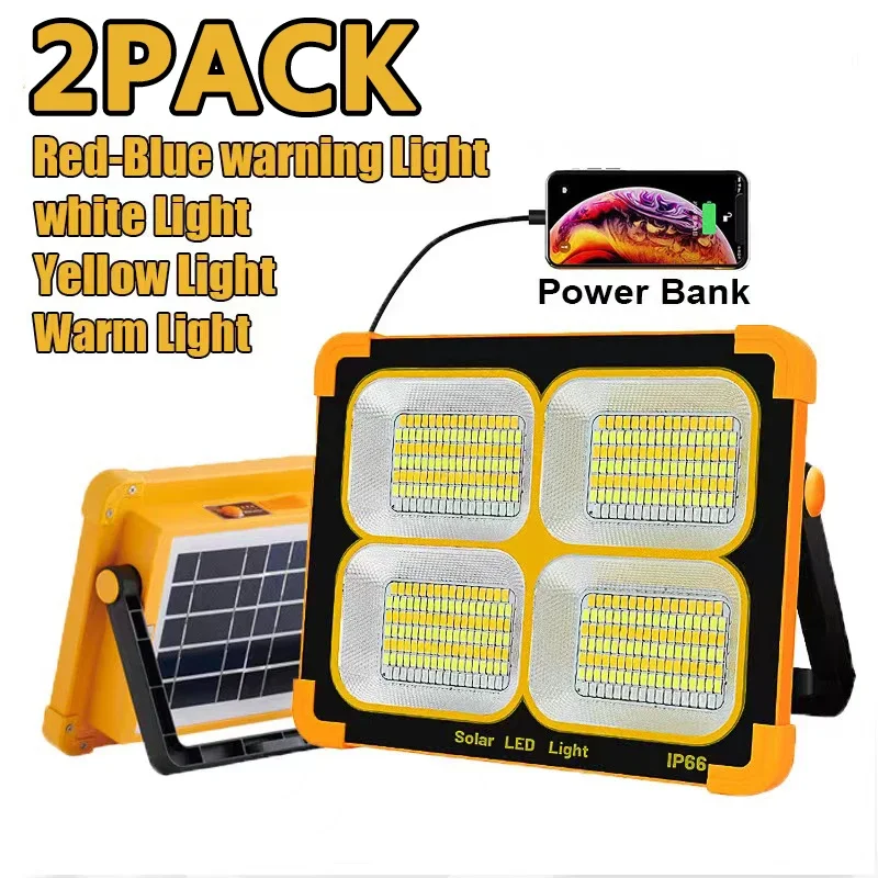

New Rechargeable Solar Flood Light Outdoor Portable LED Reflector Spotlight Rechargeable Projector Floodlight Construction Lamp