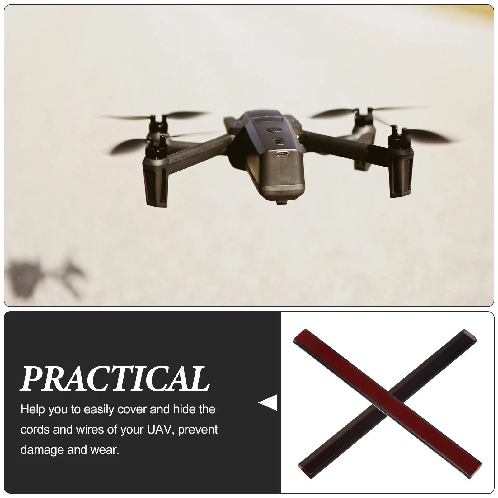 

4Pcs Motor Wire Organizer for Plastic Cord Hider with Adhesive Back Black Wire Protectors Cover for Drones Hide Cables on