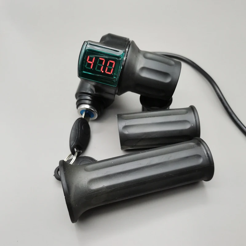 0V-99V Electric Bicycle Speed Control Throttle Handle with Digital Display Lock Twist Throttle Handle Accelerator for Scooter