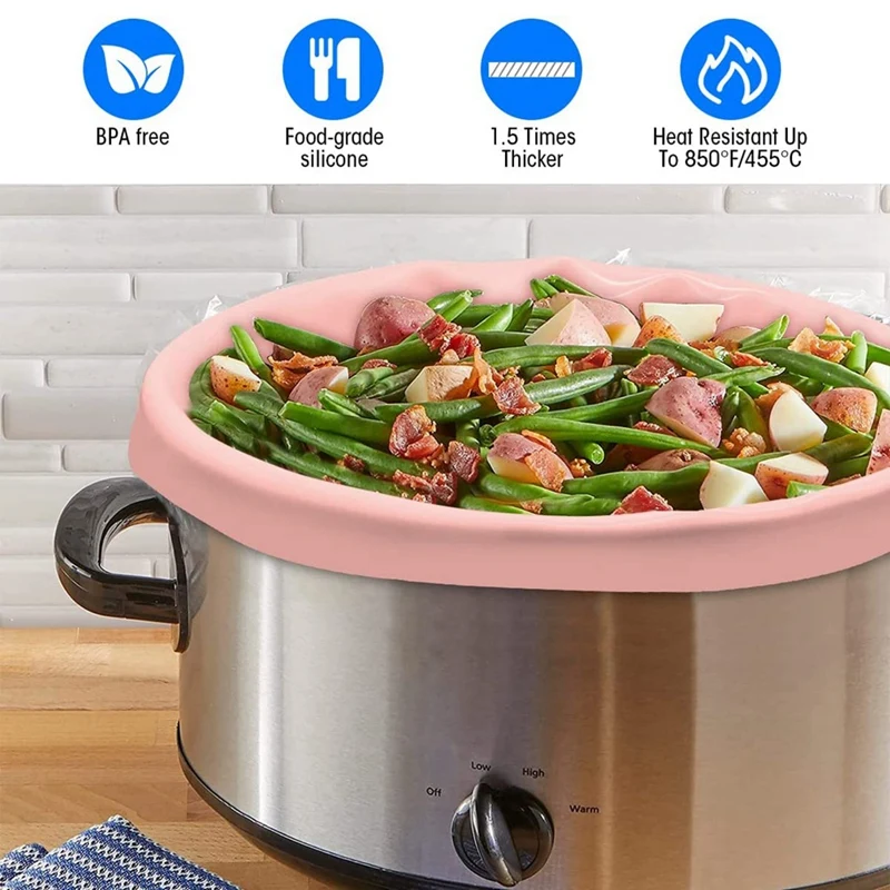 2 Pack Slow Cooker Liners - Reusable Cooker Divider, Silicone Cooking Bags Fit 6 Quarts Pot