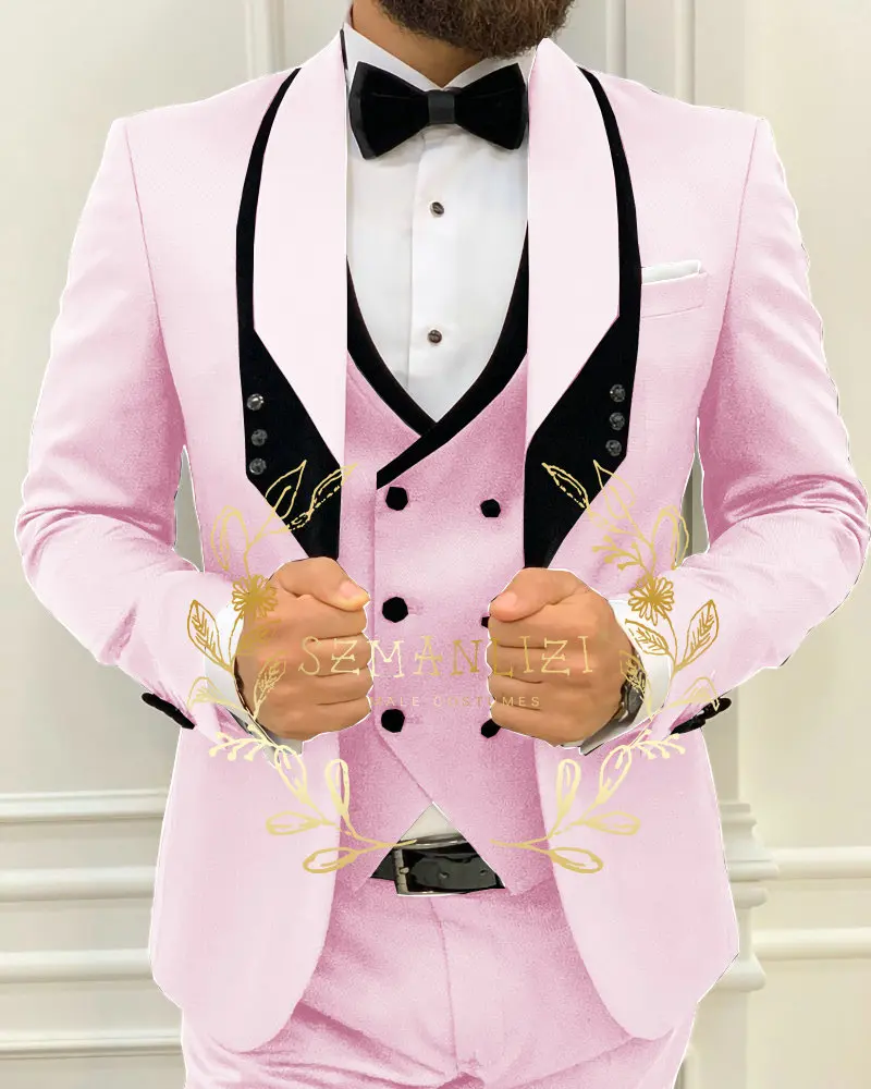 Royal Blue Suits for Men Slim Fit Formal Wedding Tuxedos Fashion Mens Blazer Vest Pants 3 Pieces Business Party Prom Jackets