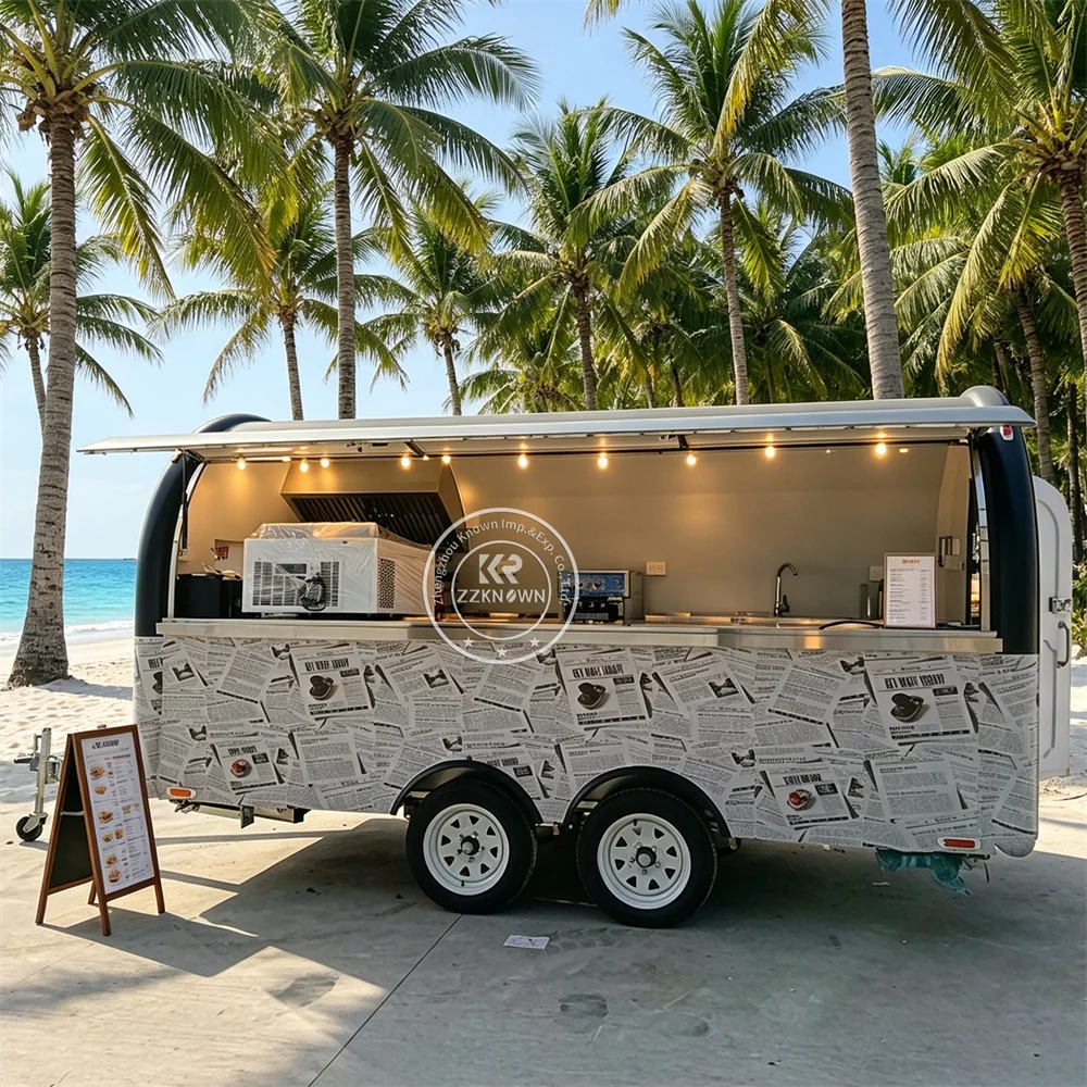 

Street Fast Food Truck Concession Catering Truck Mobile Kitchen Trailer Ice Cream Snack Cart Food Trailer Fully Equipped