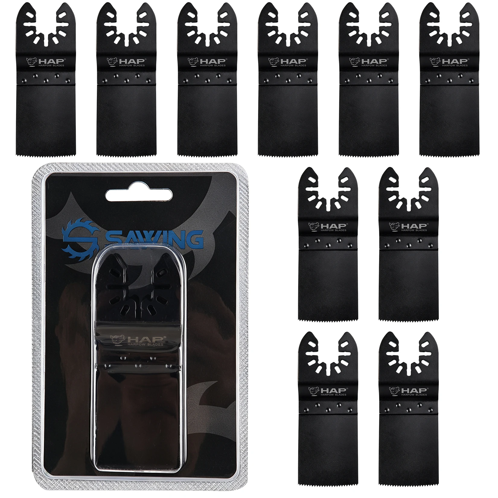 10PCS 34mm Curved Teeth Oscillating Multi Tool Saw Blade Set Multi‑Tool Cutting Blades for Wood Plastic PVC DIY Home Renovation