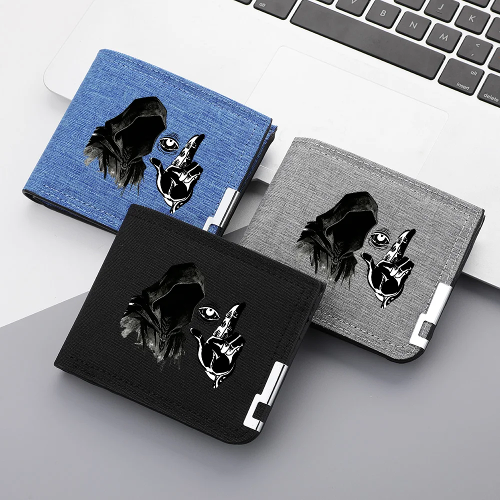 Men's Short Wallet, Double-layer Folding Design, Multiple Card Slots, Canvas Material, Portable Men's Wallet