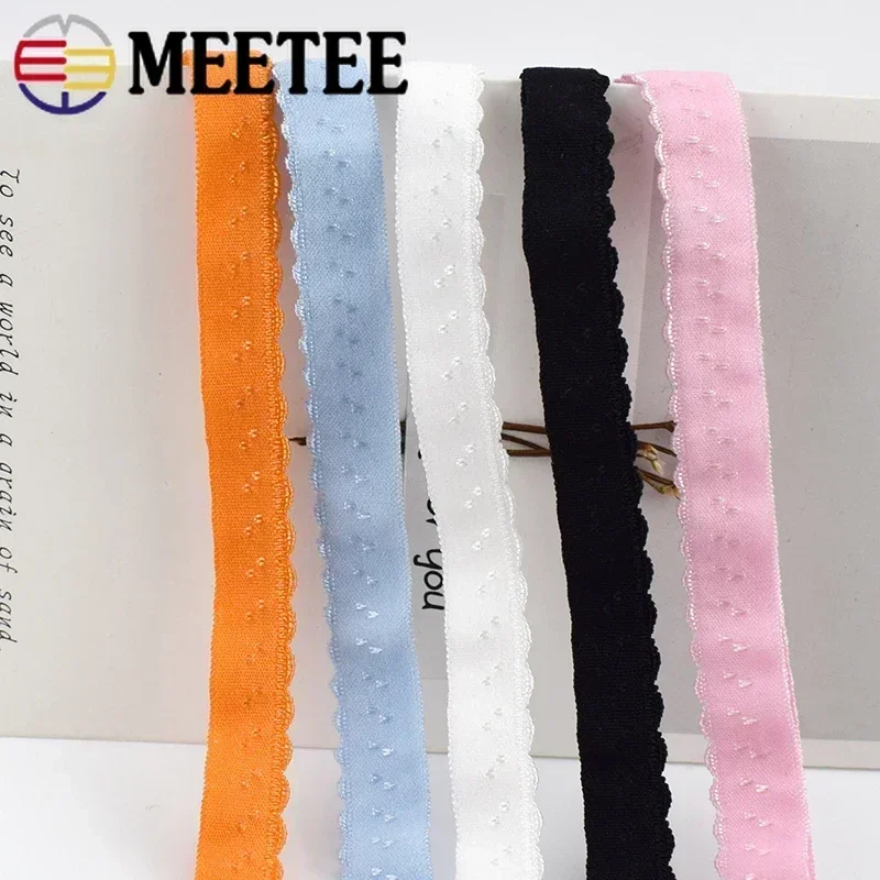 Meetee 10/20/30/40M 11mm Nylon Elastic Band for Underwear Shoulder Strap Double-layered Edge Folding Bra Rubber Bands Sewing