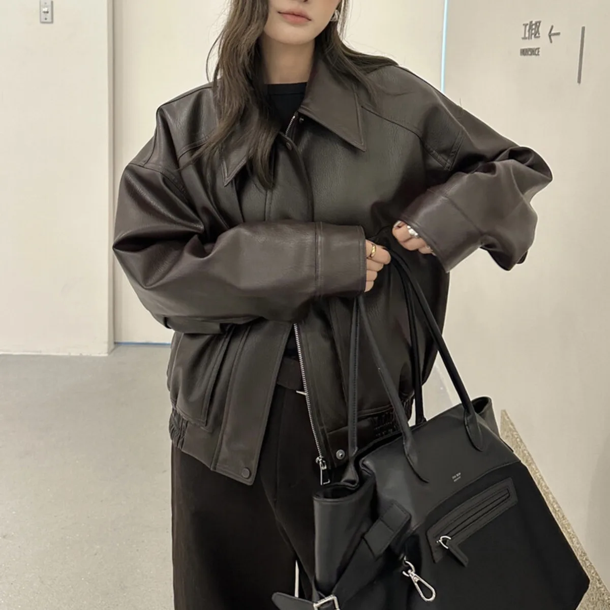 KWTX 2025 New Autumn Winter Women's Thickened Leather Biker Jacket Lapel Zipper Casual Elegant Comfortable Trendy Coat