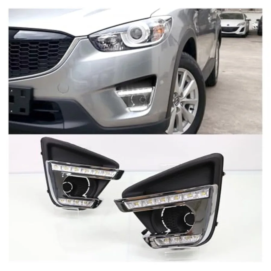 سيارة Led DRL مع بدوره أصفر النهار تشغيل ضوء الضباب غطاء المصباح لمازدا CX5 CX5 20122016 الأبيض والأصفر نموذج محسن #6
