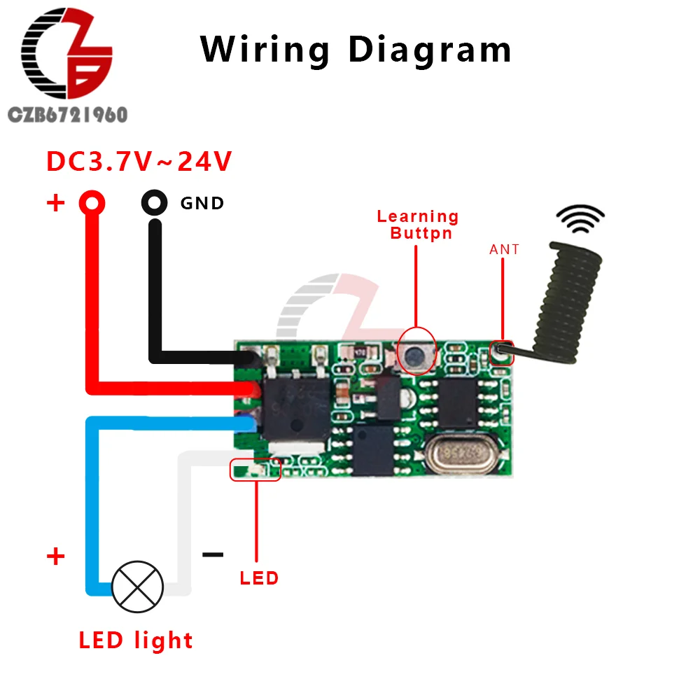 433mhz DC 12V 3.6V 5V 9V 24V RF Wireless Transmitter Module Micro Receiver Transmitter Wireless Remote Control Switch Relay