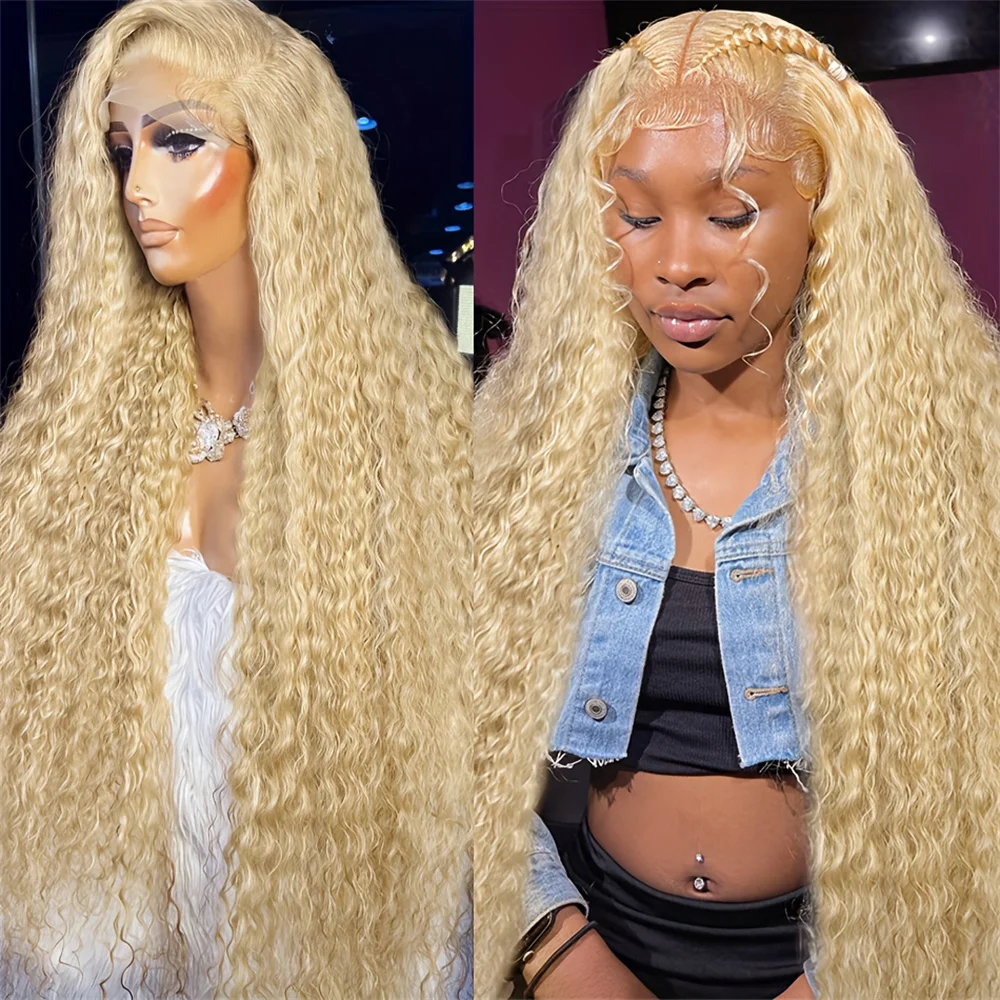 30 Inch Curly 613 Blonde 13x4 Lace Front Human Hair Deep Wave 13x6 Lace Frontal Wig Brazilian Hair 200 Density For Women