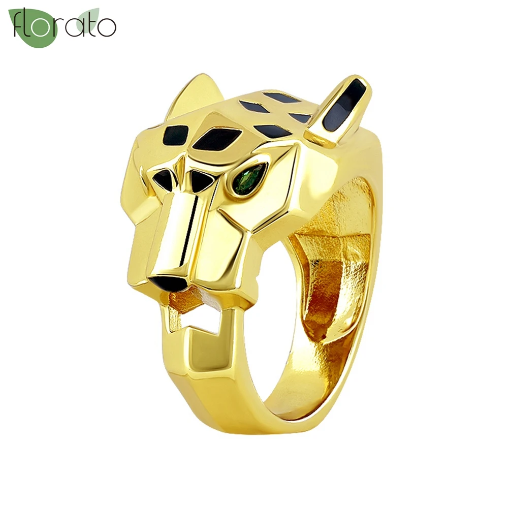 Mafisar High Quality Classic Gold Plated Animal Leopard Copper Rings for Women Design Delicate Hip Hop Ring Party Jewelry Gifts