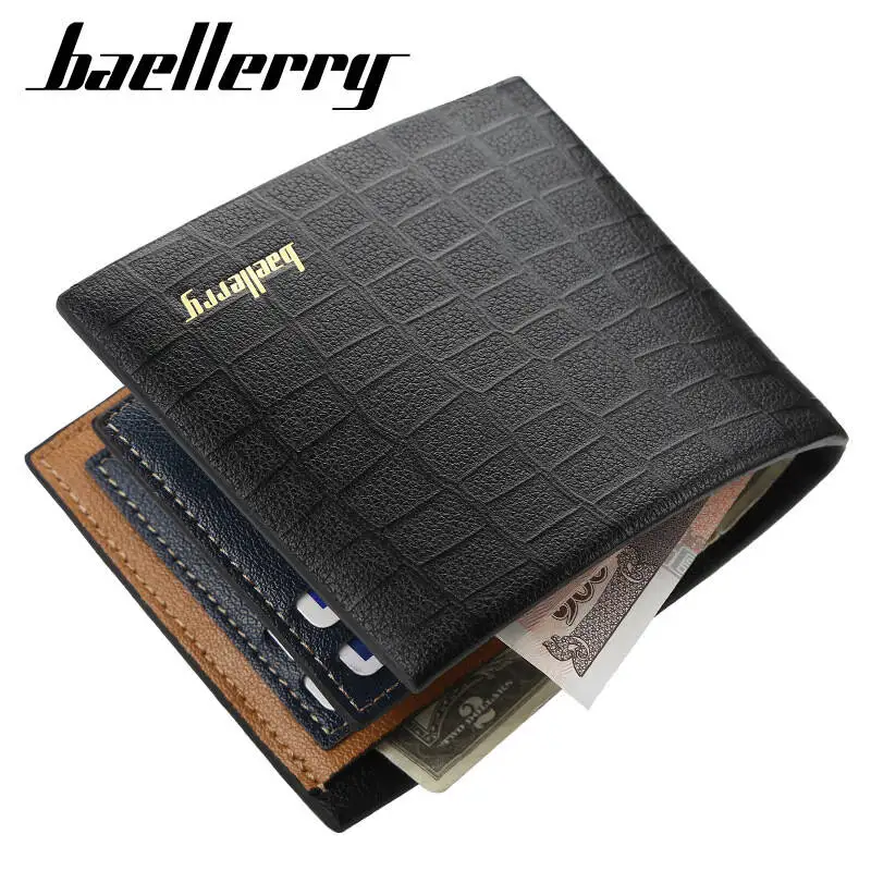 Baellerry High-end Men's Short Wallet Korean Version Multi-Card Slots 70% Off Fashion Crocodile Pattern Soft Leather Coin Purse