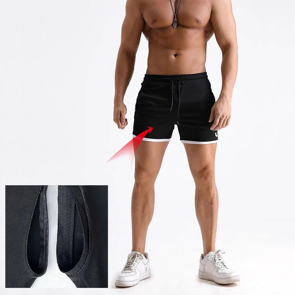 Invisible Open Crotch Outdoor Sex Summer Shorts Three Points Erotic Pants Men Mesh Quick Drying Casual Fitness Sports Trousers