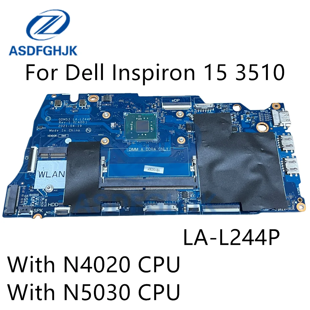 Placa-mãe original GDM53 LA-L244P para laptop Dell Inspiron 15 3510 com CPU N4020 N5030 DDR4 CN-00R84G9 R84G9 CN-0NCXC4 NCXC4