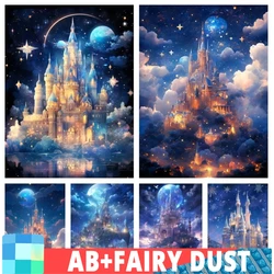 Fairy Dust AB 5D Diy Diamond Painting New Full Square Round Dream Castle Embroidery Mosaic Fantasy Moon Landscape Home Decor