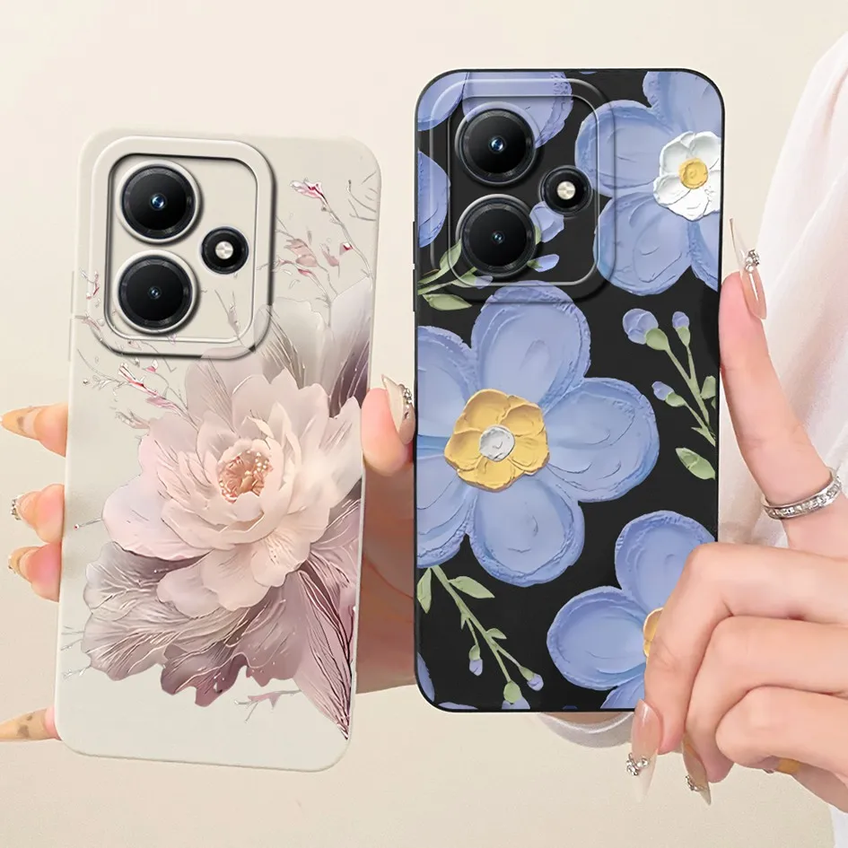 Funda de silicona líquida suave con diseño de flores para Infinix Hot 30 4G, funda protectora para Infinix Hot 30 5G, funda para Hot 30 Play NFC.