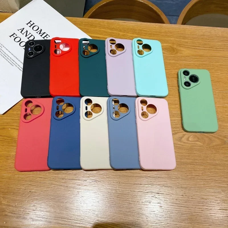 

Suitable for Huawei P 20 30 40 50 60 PRO Pura70 Fashions Solid Color Straight Edge Silica Drop-proof Full-wrap Cell Phone Case