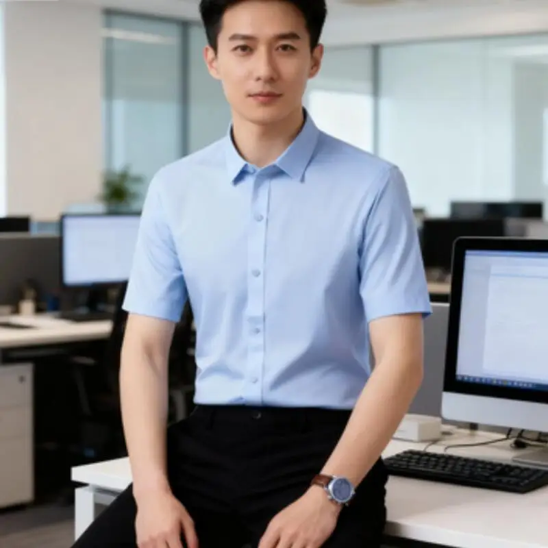 

Мужская одежда, мужская рубашка, эластичные классические рубашки, деловой наряд Y2K, повседневные рубашки, рождественская весенне-летняя одежда оптом