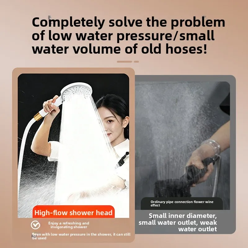 Universal Stainless Steel Shower Hose Water Outlet Connection Pipe for Water Heaters Explosion-proof Shower  with Boosted Water