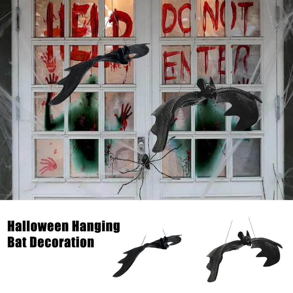 Spooky Simulated Bat Prop Spooky Halloween Hanging Bat Decoration for Trees Ceilings Windows Rubber for Scaring for Halloween