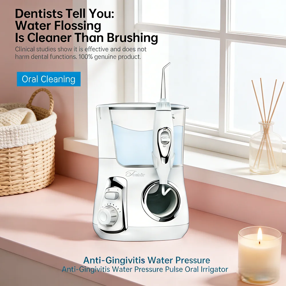 

Электрический ирригатор для полости рта на 10 режимов, с резервуаром 800 мл, 5 насадками, профессиональный, для домашнего использования