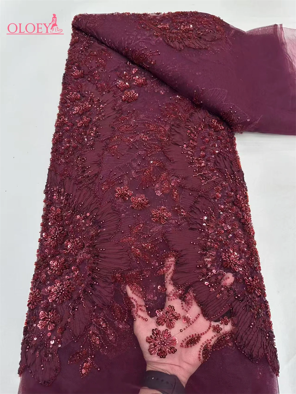 2025 moda francês bordado frisado tecido de renda africano nigeriano com lantejoulas tecido de renda para vestido de casamento