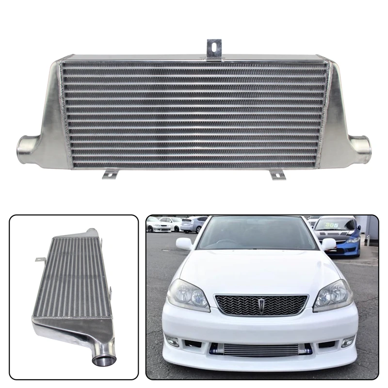 Aluminum Front Mount Tube & Fin Intercooler for Toyota Chaser MARK II JZX110 1JZ-GTE 2.0L 2000-2004 Silver