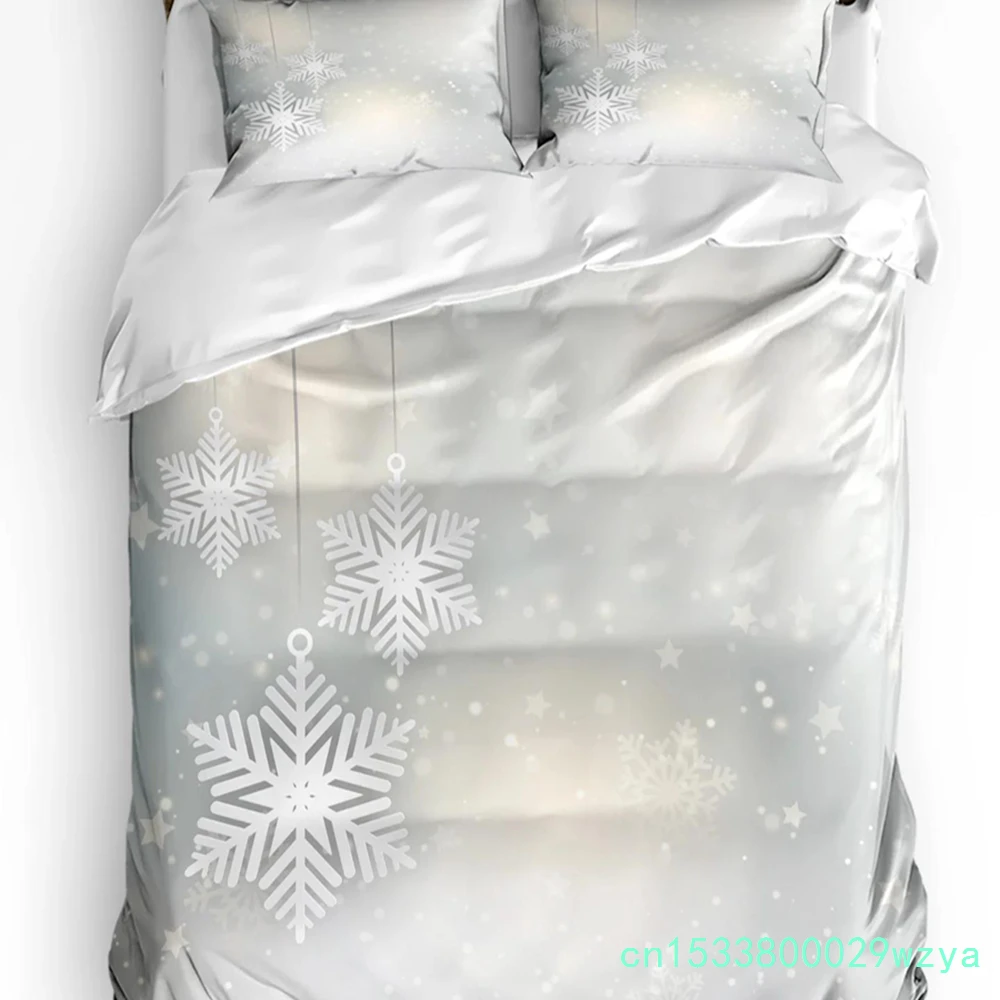 Christmas Snow Stars Duvet Cover Bed Bedding Set For Double Home Textile Quilt Cover Pillowcases Bedroom Bedding Set (No Sheet)