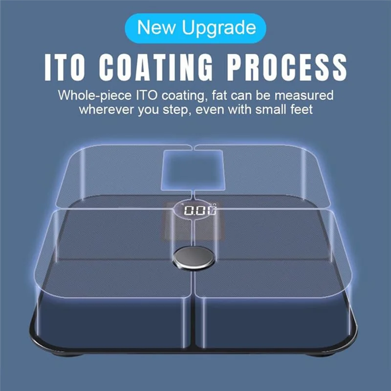 A59E-สมาร์ท ITO Heart Rate Scale จอแสดงผลขนาดใหญ่ดิจิตอลสมาร์ท Scale สําหรับ Full Body น้ําหนักการติดตามไขมันสําหรับห้องน้ําผู้หญิงผู้ชาย