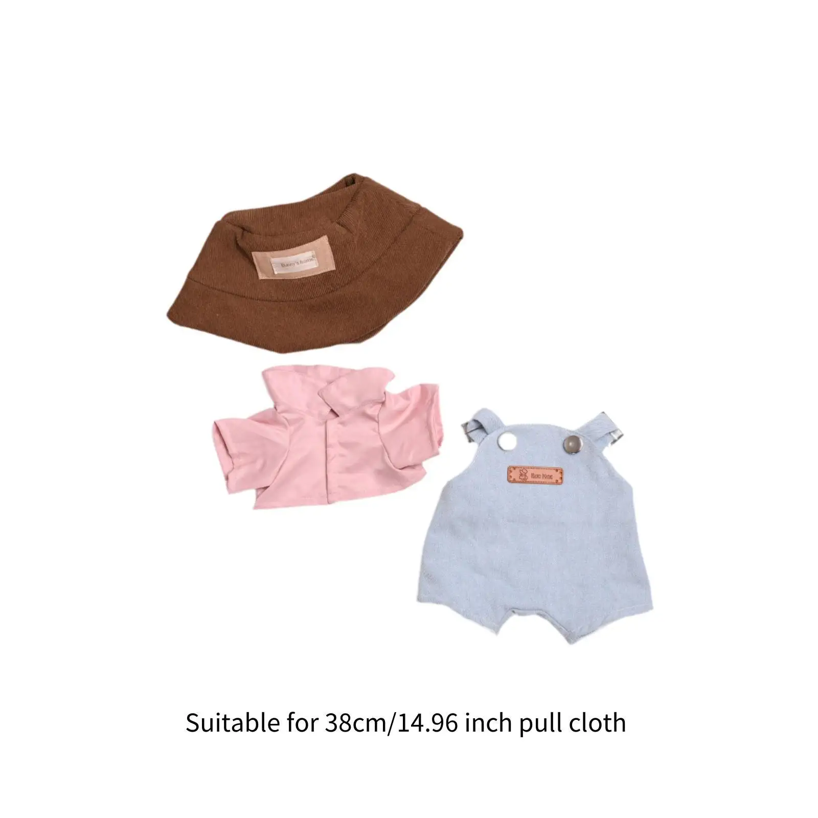 3 Pieces Plush Doll Shirt Pants and Hat for Kids Costumes for 38cm/14.96inch