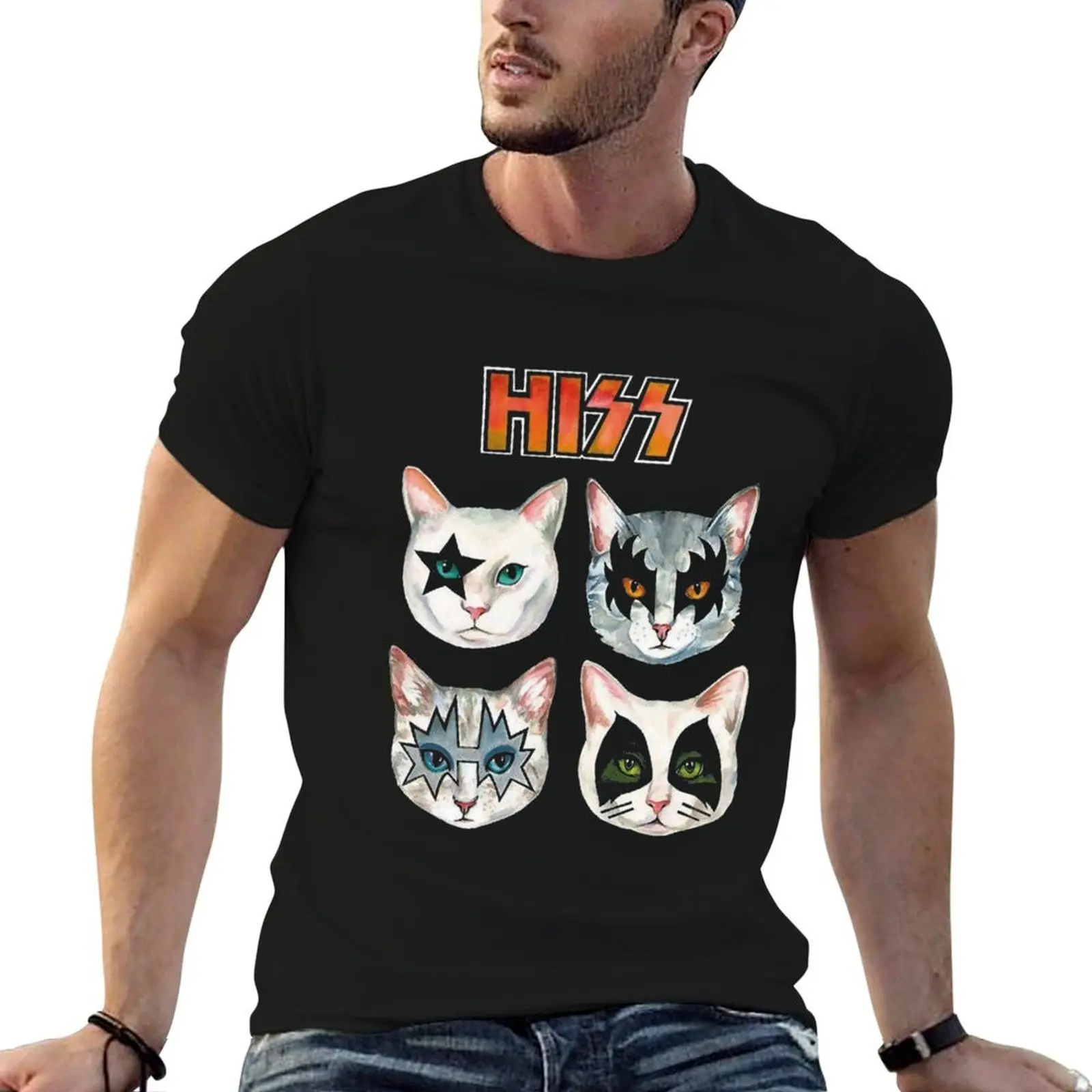 

Hiss Kiss - Funny Cats Rock Band Slim Fit T-Shirt mens graphic t shirts man graphic t shirt t shirts for man slim fit T-shirt