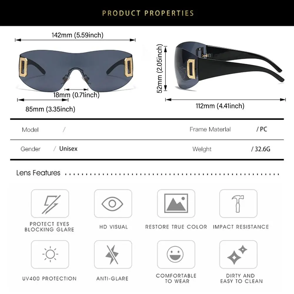 Luxury Y2K Sunglasses Women Brand Designer New Punk Sports Sun Glasses Men Goggle Shades UV400 Fashion Letter Eyewear