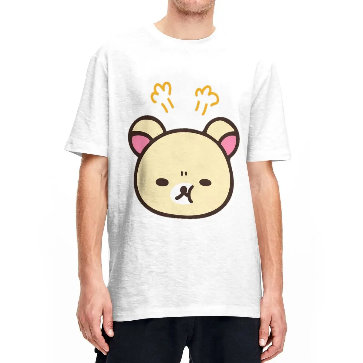 Rilakkuma Angry T-Shirts Men Women Funny Pure Cotton Tees O Neck Short Sleeve T Shirts Original Clothes