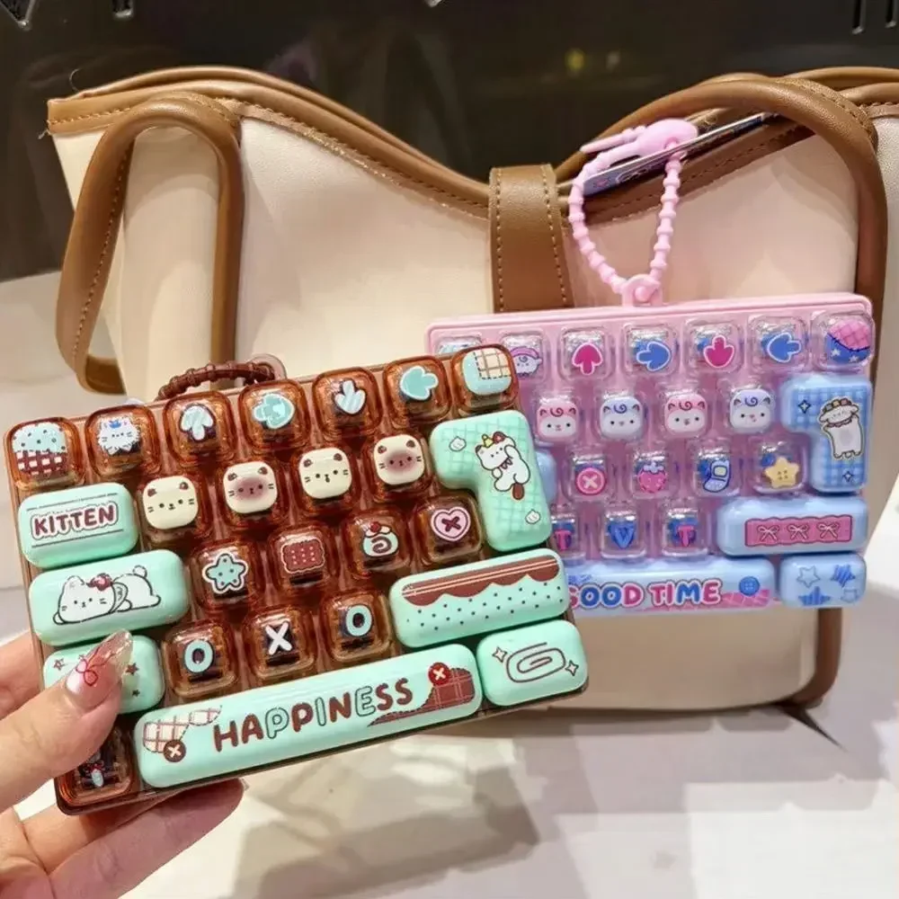 26-Key Decompression Button Transparent Dual-Tone Simulation Keyboard Mini Keyboard Pendant Cute Design Keyboard Keychain