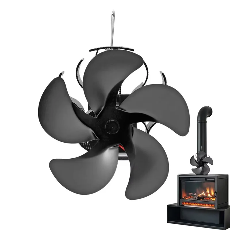 

【KITS】Heat Powered Fan Non Electricity Wood Stove Fan Heat Powered Heating Supplies Quiet For Indoor Home Log Burner Pipe
