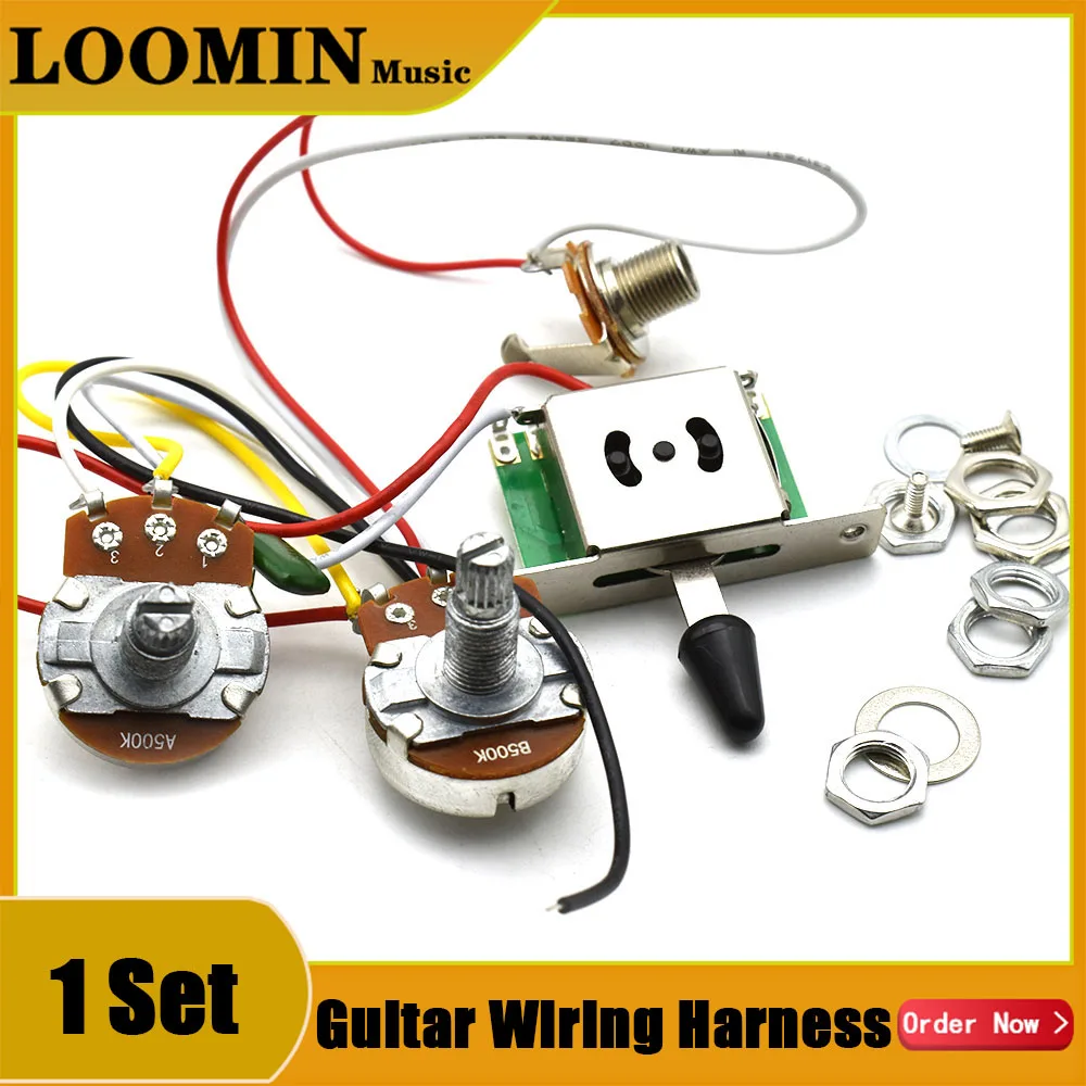 Electric Guitar Prewired Wiring Harness Kit for FD Telecaster TL Parts 5 Way Toggle Switch A500k B500K Pots Jack