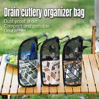 Portable Cutlery Organizer Bag for Camping, Waterproof Outdoor Utensil Pouch with Drain Holes - Kitchen/Cosmetic Storage Bag