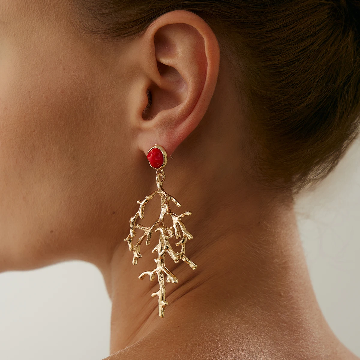 PuRui مبالغ فيها الإبداعية المعادن المرجان قلادة أقراط للنساء شخصية غير النظامية هندسية ثقب الأقراط مجوهرات هدية #2