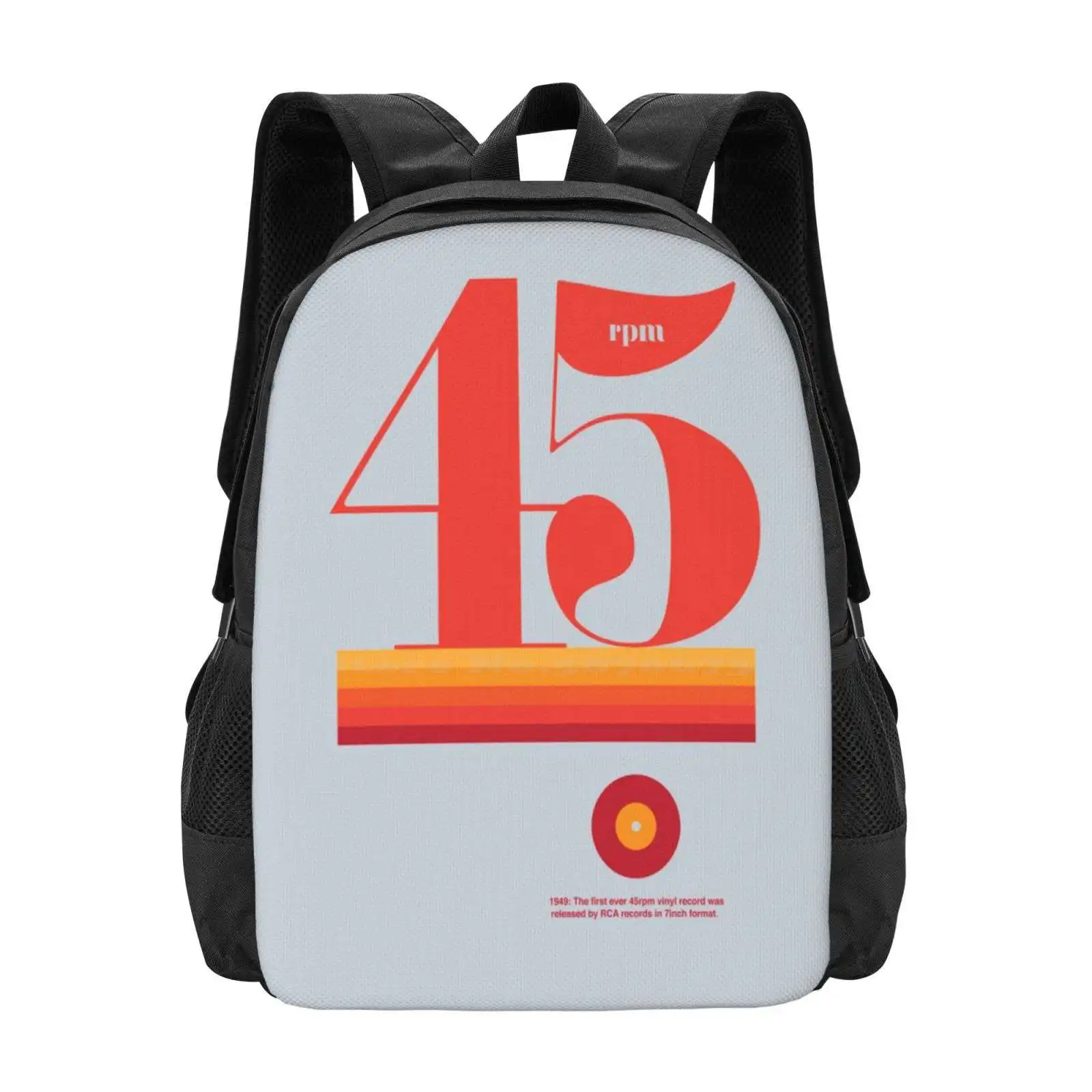 

45Rpm Hot Sale Backpack Fashion Bags Records Typography Music Graphic Design Vector Vinyl History Vintage Retro Modernist