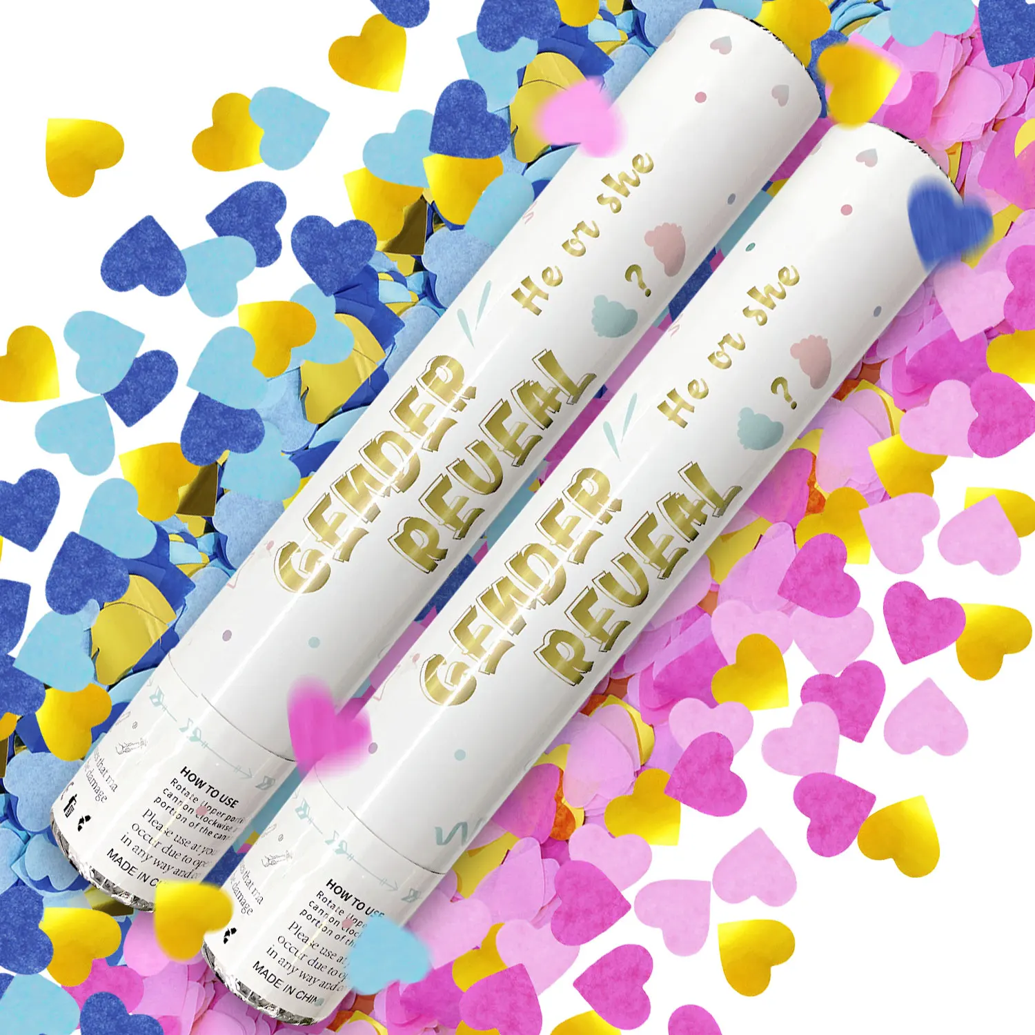 4 عبوات من قصاصات النثار الوردية للكشف عن الجنس على شكل قلب، قصاصات حفلات بوبرس للأولاد والبنات، تكشف عن الجنس، رماة الحفلات