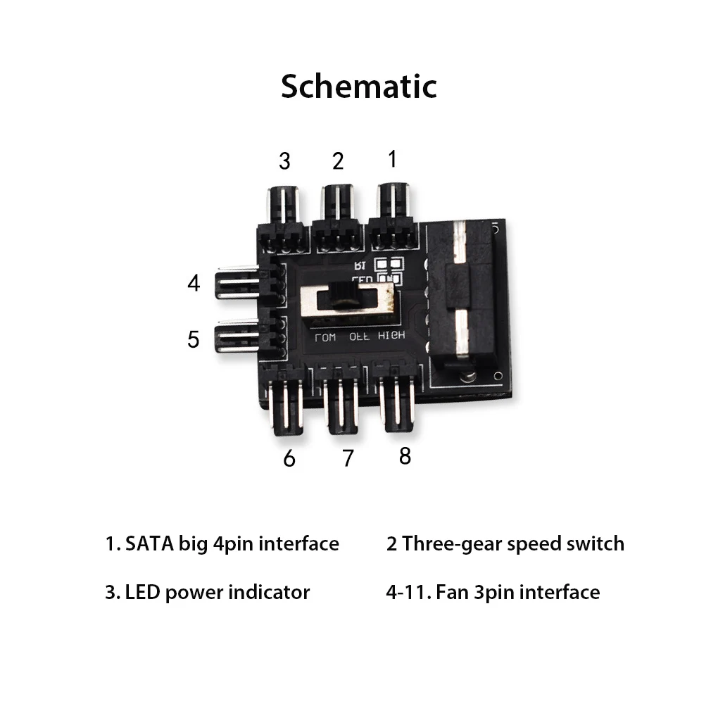 جهاز تقسيم محور مروحة اللوحة الأم للكمبيوتر ، التحكم في السرعة ، محول مقبس الطاقة