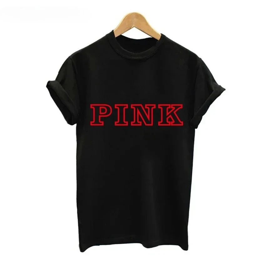 Harajuku Fashion PINK Letter Printed T-Shirts Women Tops Tee T Shirt Women for Female O-Neck Tumblr Kawaii Casual Short Sleeve