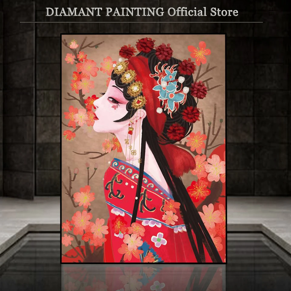 Full Square Diamond Painting 5d Chinese style Peking opera Hua Dan character facial makeup DIY Diamond Embroidery Home Wall Art